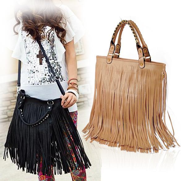 Punk Tassel Fringe Womens Fashion Leather handbag Shoulder Bag | eBay